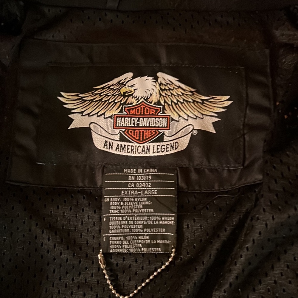 Harley Davidson Embroidered Black & Orange LOGO Motorcycle Jacket - Picture 11 of 15